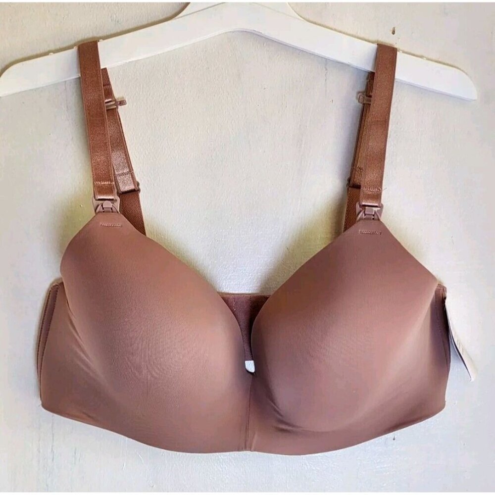 Auden Women's Mauve Nursing Lightly Line Wireless Bra Adjustable Size 40D